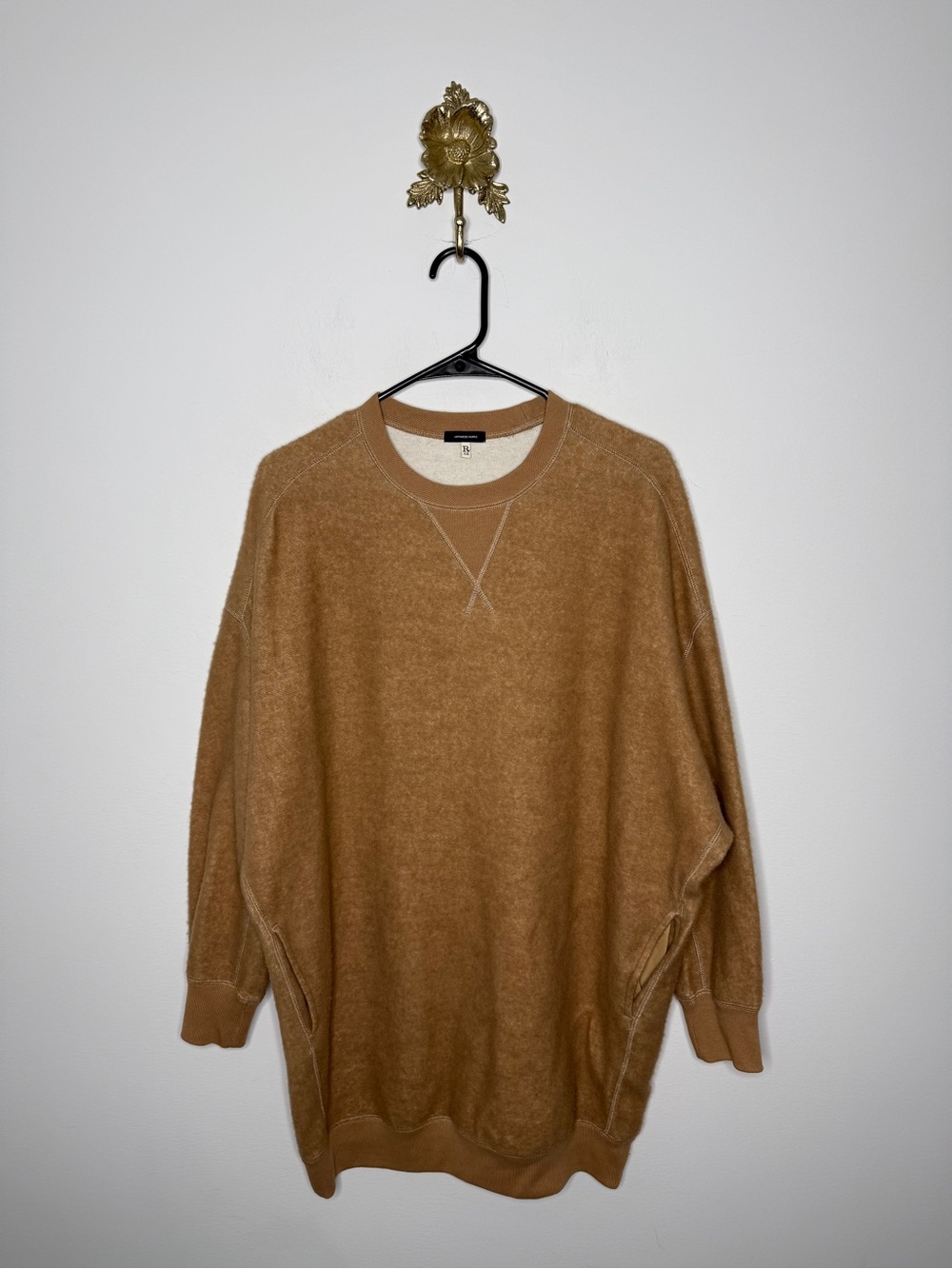 R13 Brown Grunge Sweatshirt Short Dress XXS